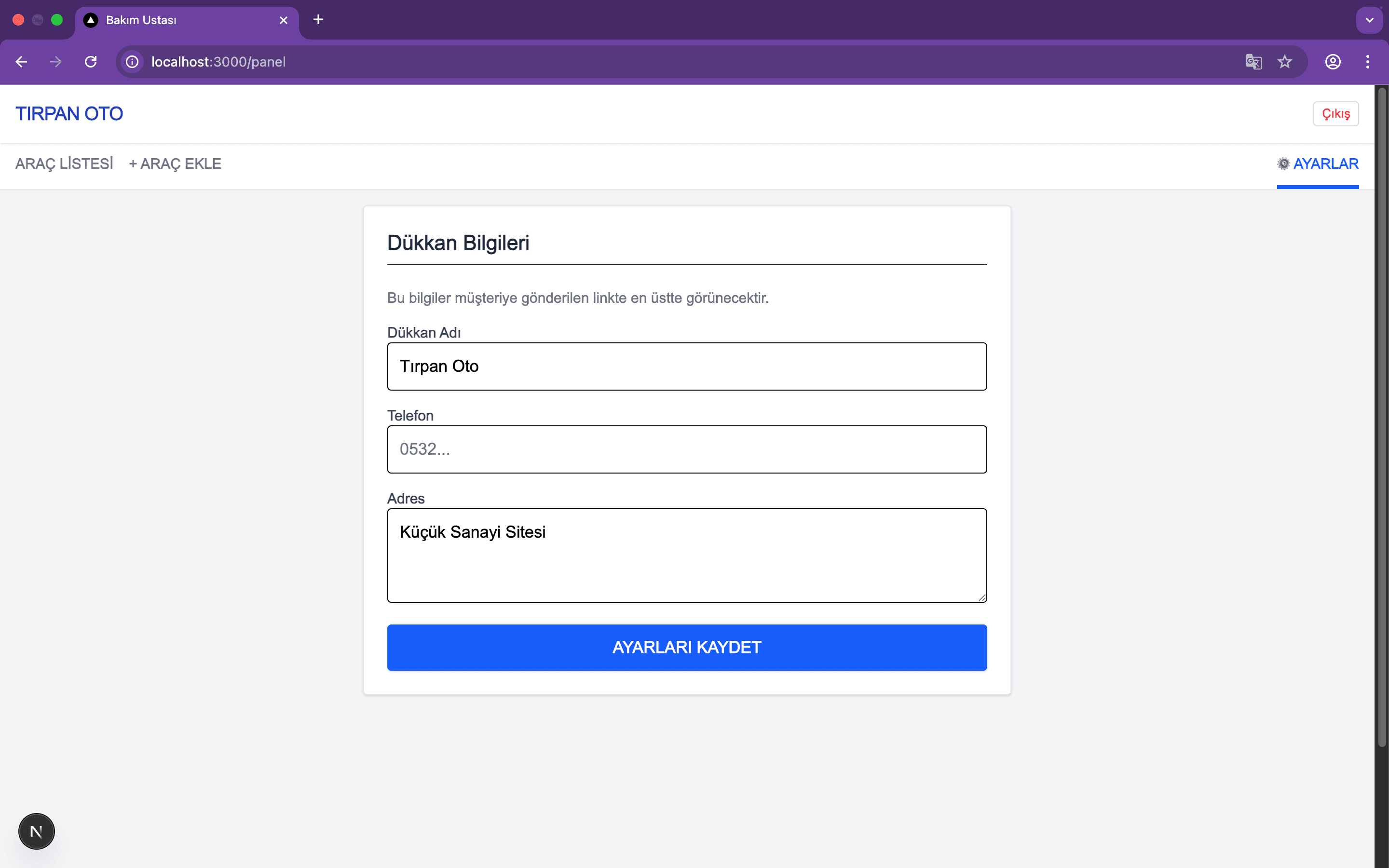 Bakım Ustası Standart Panel 3