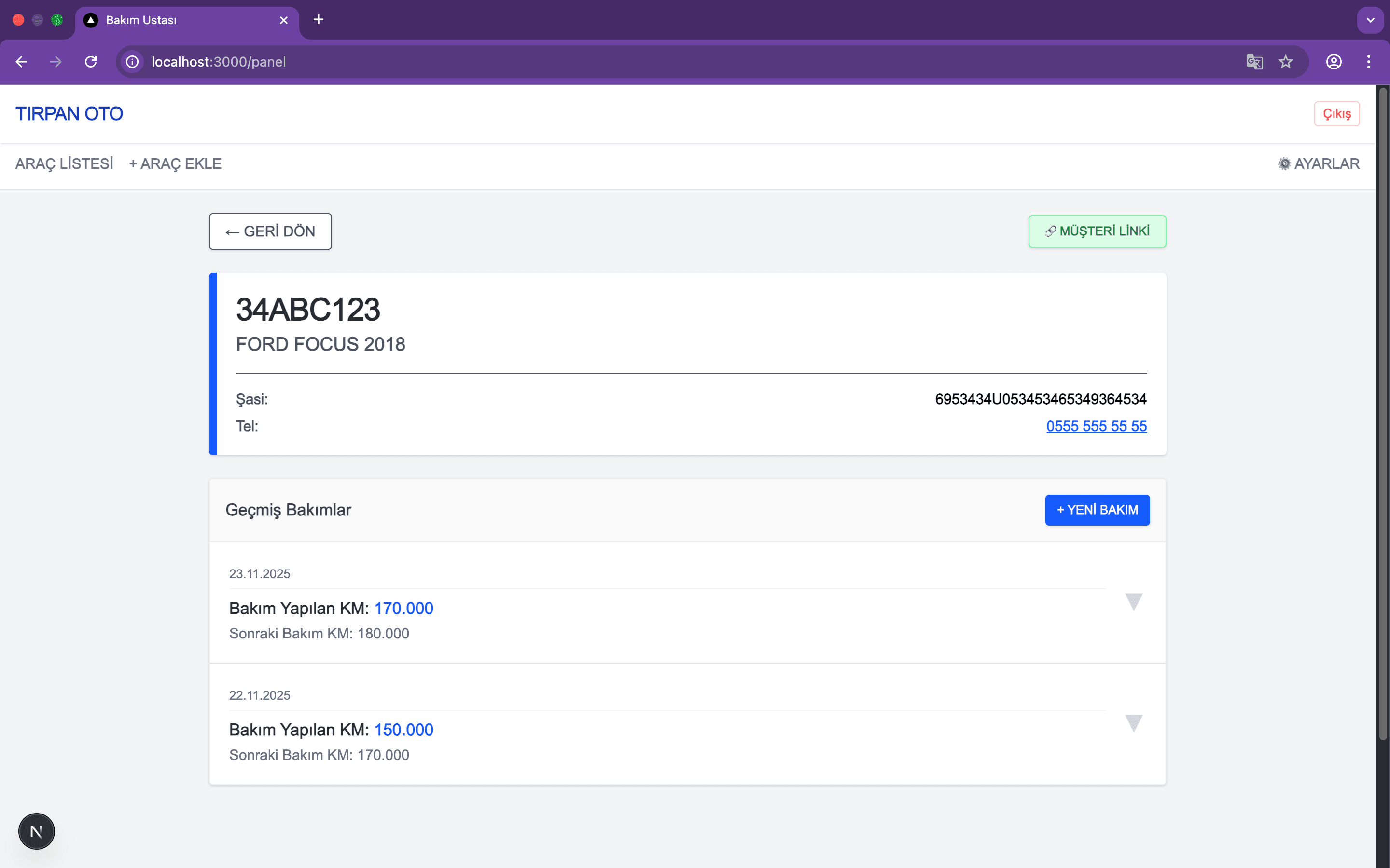 Bakım Ustası Standart Panel 5